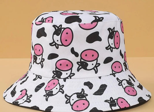 Funky cow hat (white or pink)