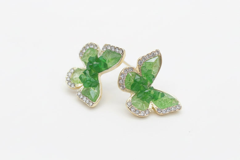 Green Butterfly Studs