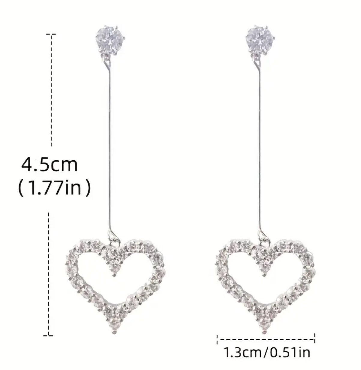 Boucles d'oreilles pendantes en forme de cœur en diamant