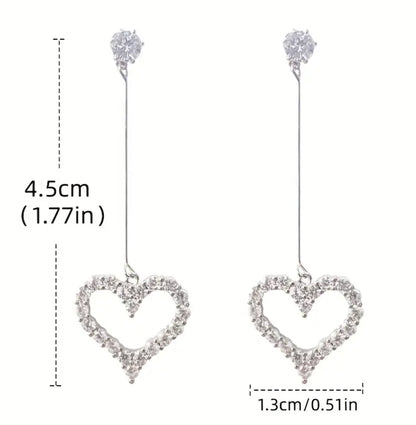 Dangling Diamonte Heart Earrings