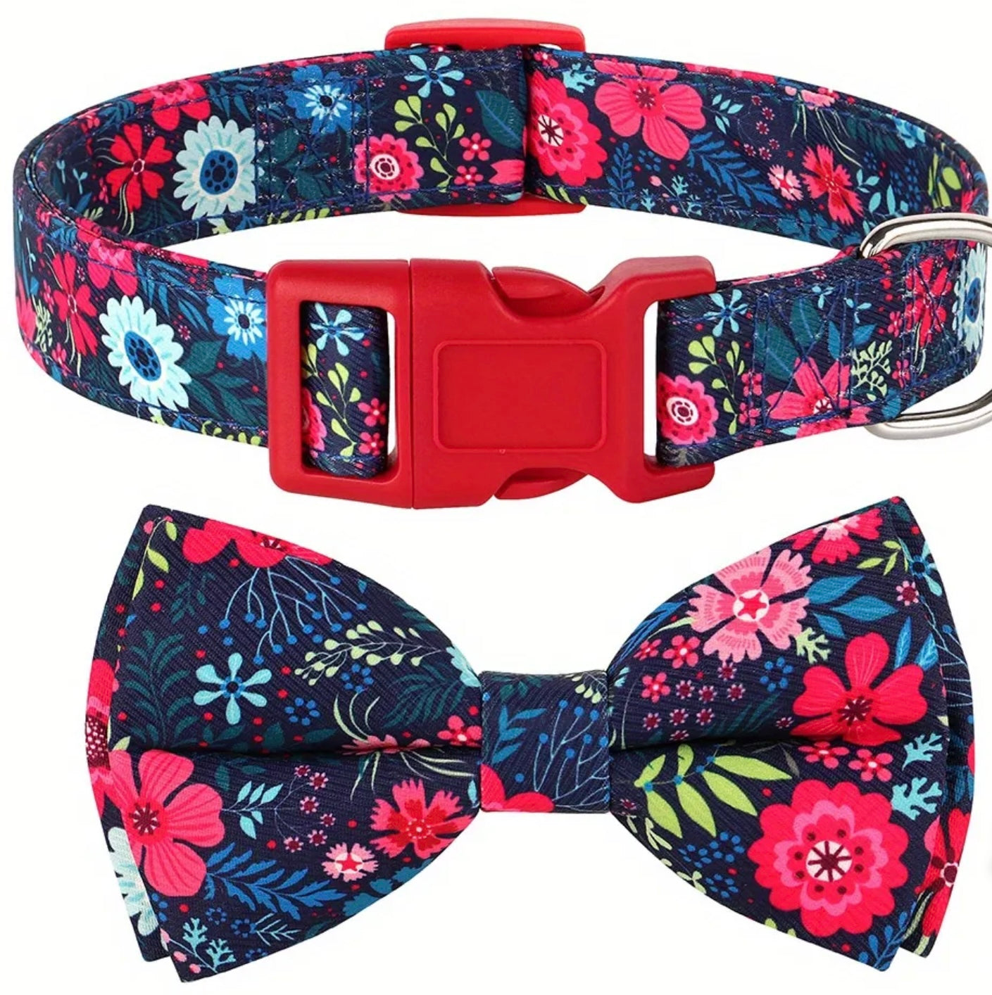 Fabric bow collar for dog or cat