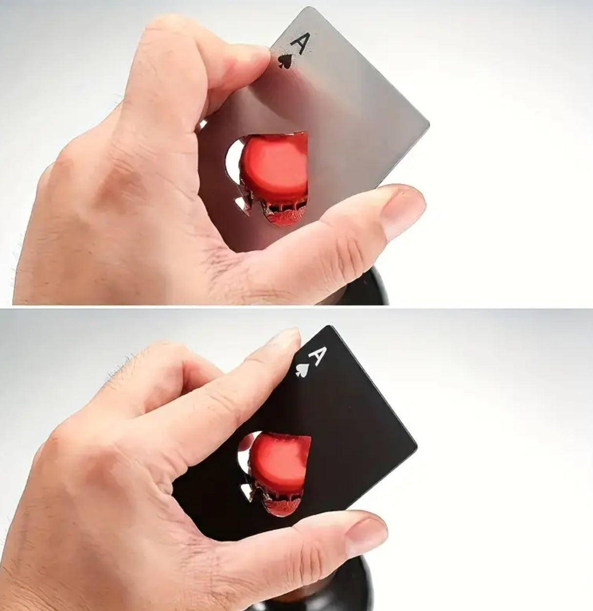 Décapsuleur en forme de carte à jouer
