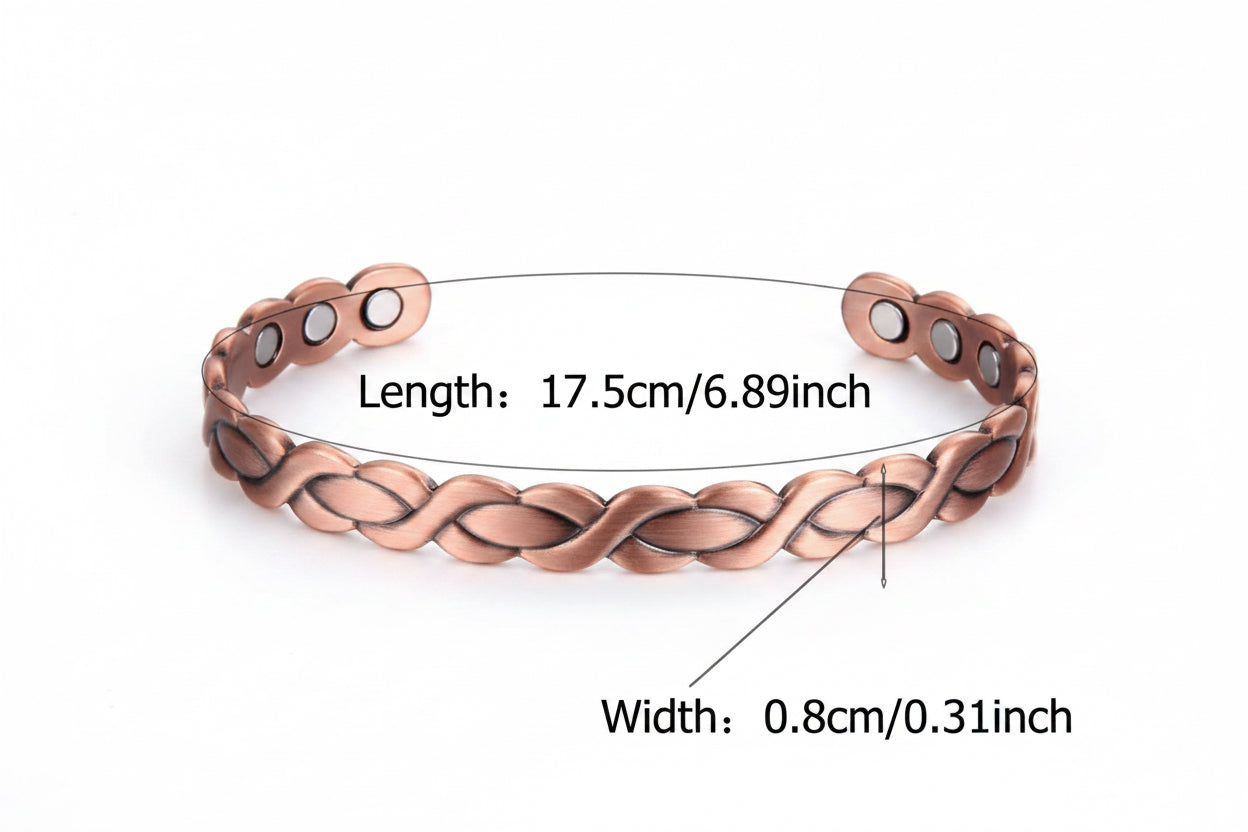 Copper Magnetic Bangle  (Twisted Braid)