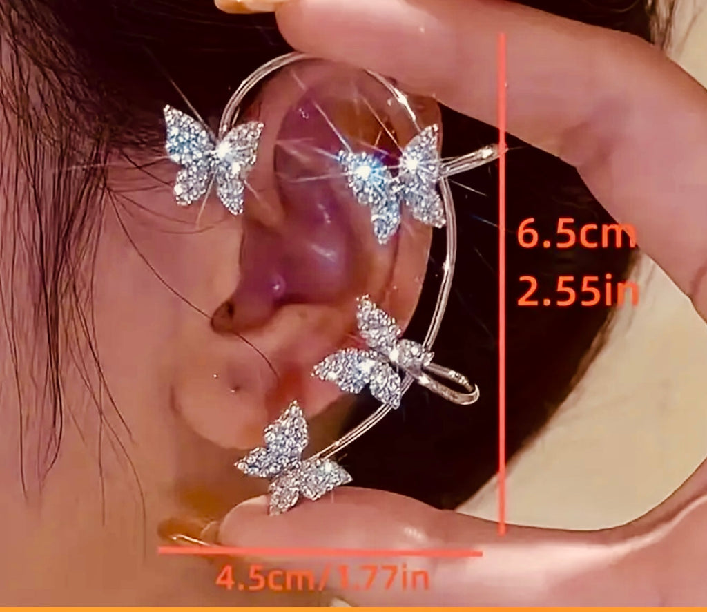 Manchette d'oreille papillon en moissanite (argent ou or)