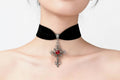 Gothic Black Choker – Elegance with Cross