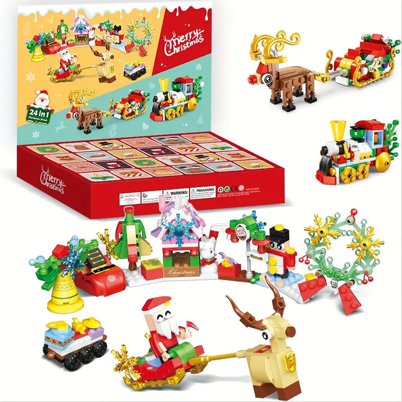 Calendrier de l'Avent de Noël, ensemble de 24 blocs de construction