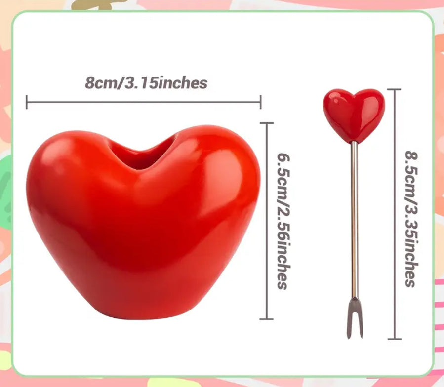 Stainless Steel Red Heart toothpicks set