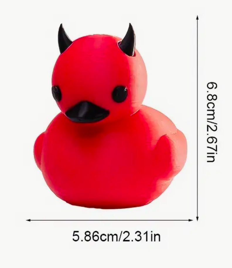 Canard en caoutchouc diable rouge corné