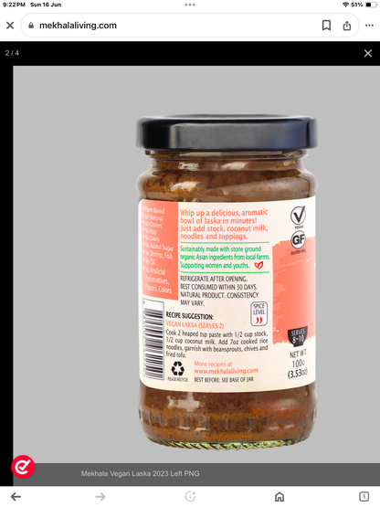 Organic vegan Laksa Paste 100g