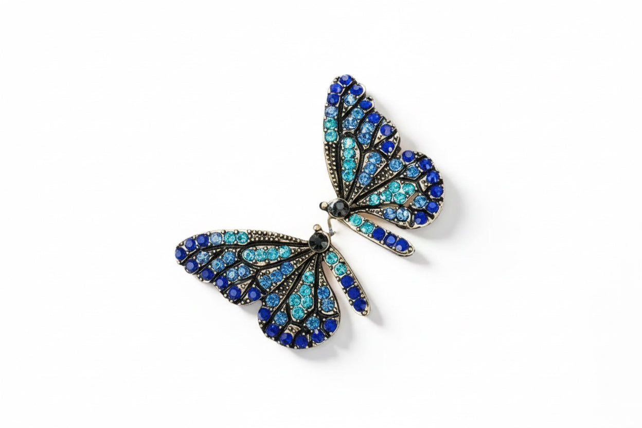 Blue Zirconia Butterfly Stud Earrings