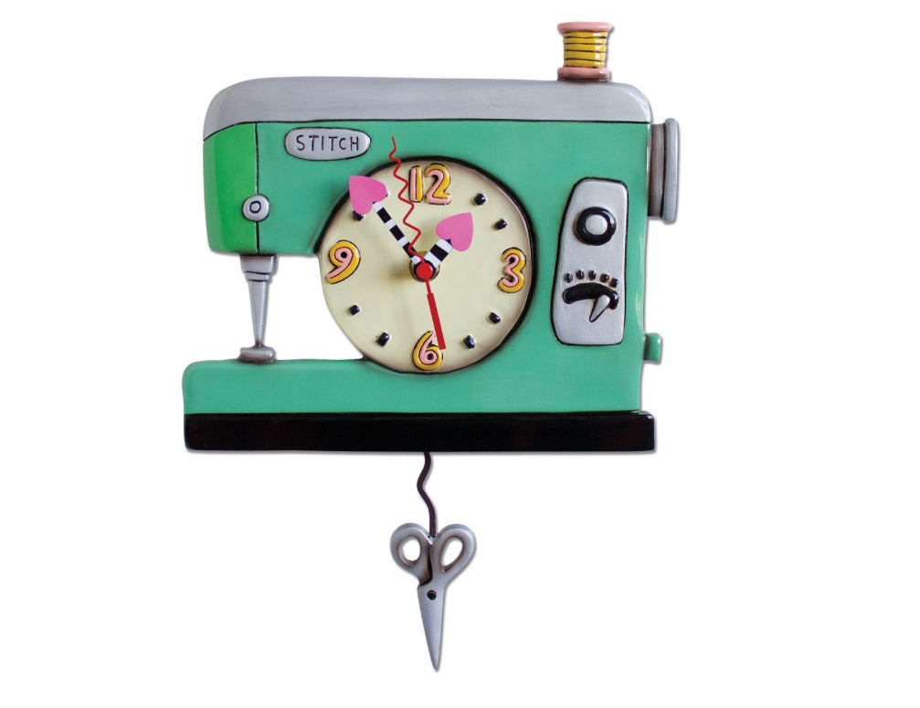 Vintage Sewing Machine Pendulum clock ( Turquoise )