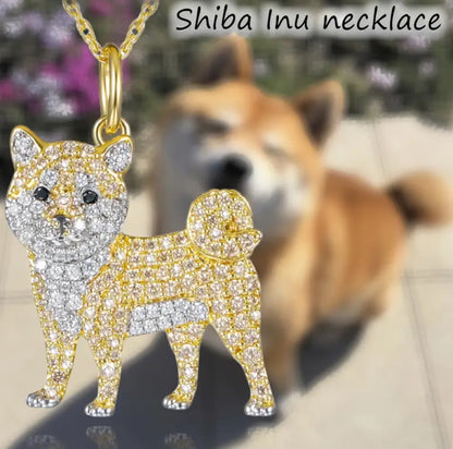 Shiba Inu dog zirconia necklace