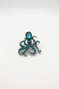 Green Diamanté Octopus Brooch