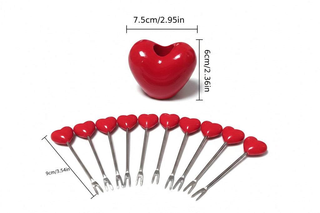 Stainless Steel Red Heart toothpicks set