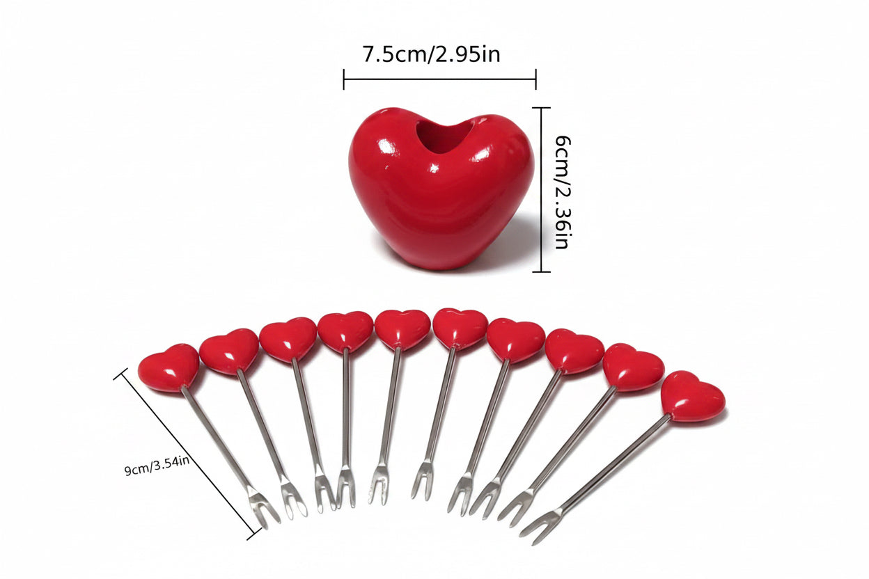 Stainless Steel Red Heart toothpicks set