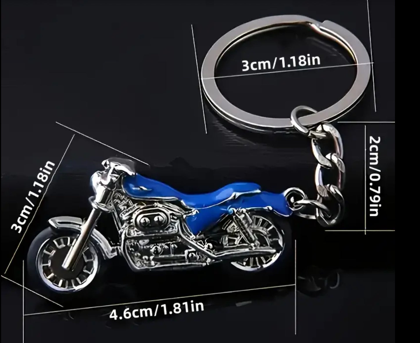 Metal Motorcycle Keychain (red, black or blue)