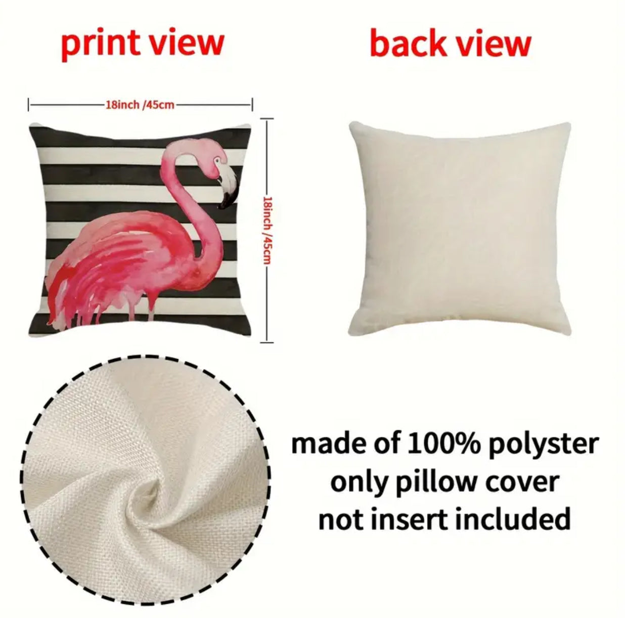 Striped Flamingo Cushion Cover