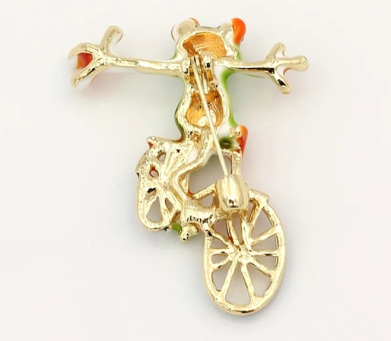 Frog on Bike Brooch