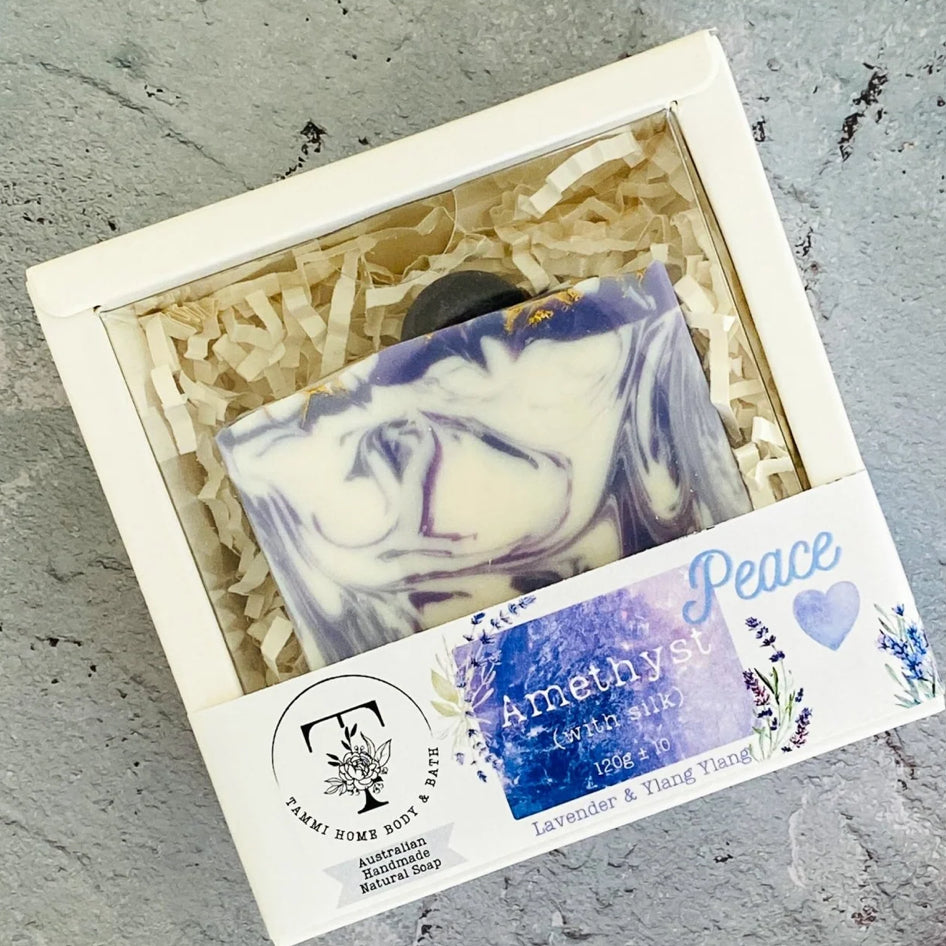 Savon artisanal RELAXATION aux pierres précieuses d'améthyste