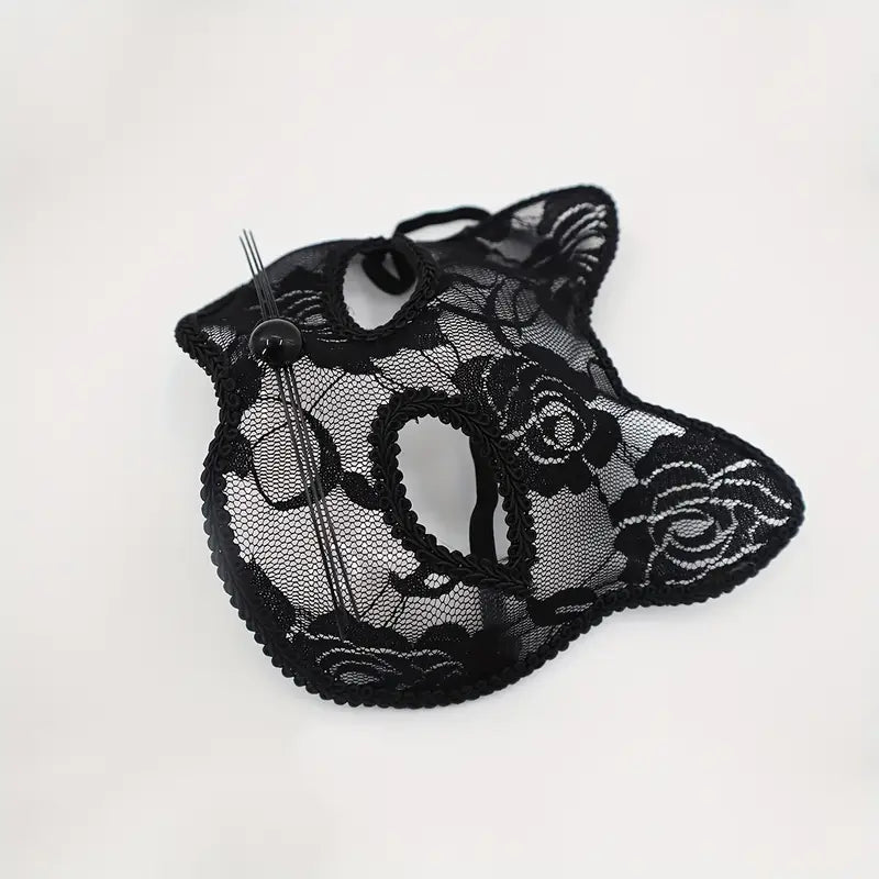 Elegant Black Lace Cat Mask