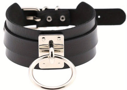 Ring leather collar for dog or cat