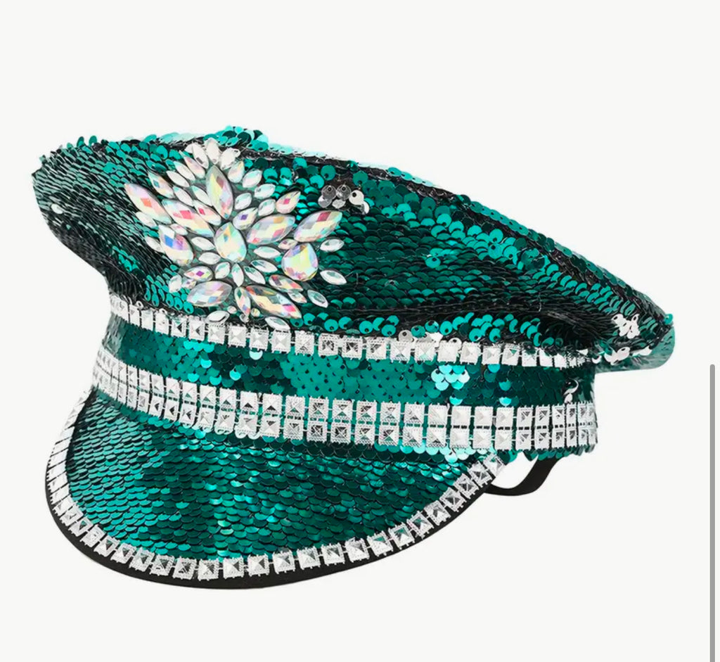 Green sequin hat