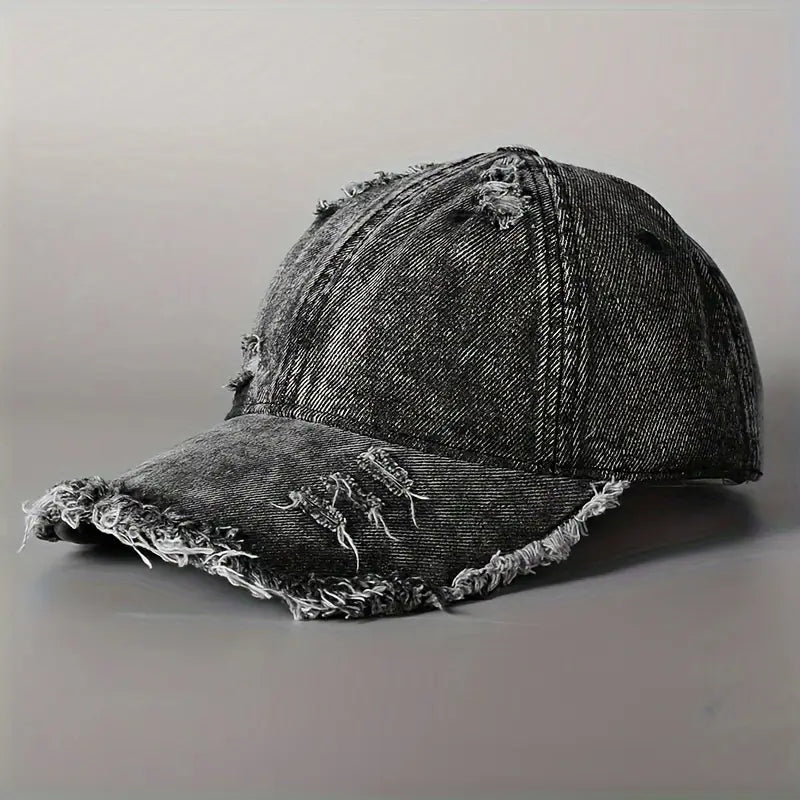 Vintage Washed Grey Distressed Baseball Cap