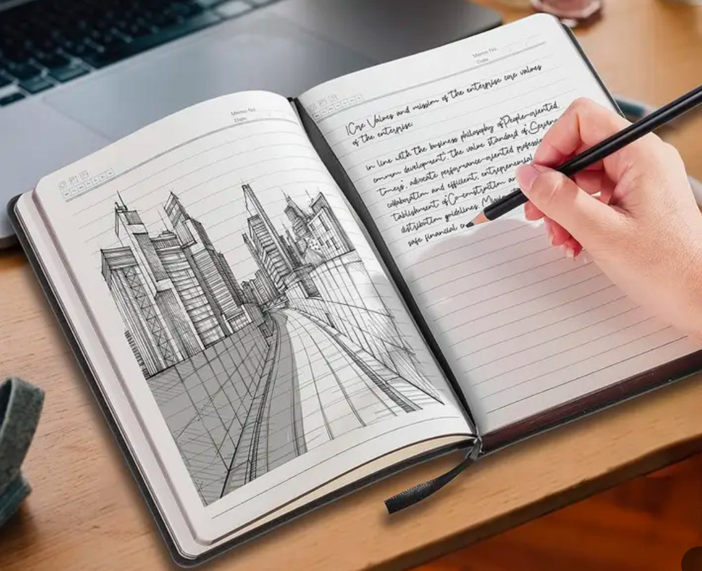 Vintage embossed black A5 ruled notebook