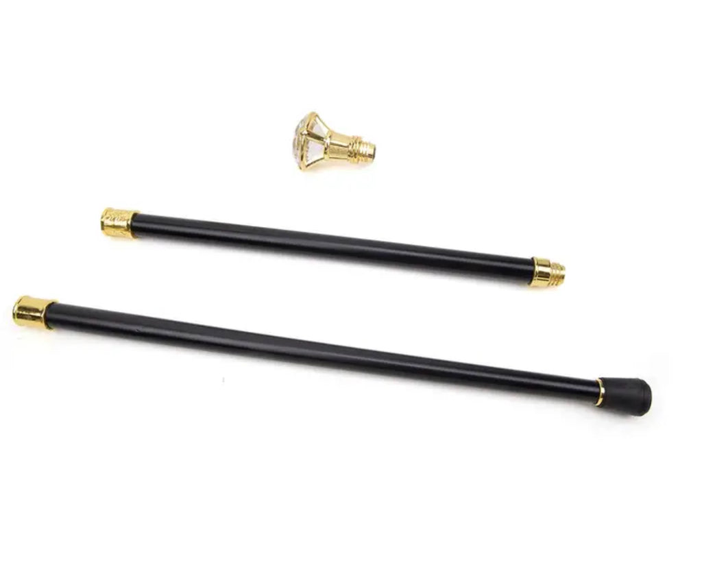 Canne de marche noire avec pierre de zircone