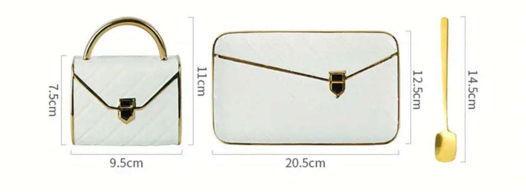 Tasse et soucoupe noires pour sac à main