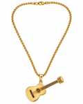 Gold-Plated Guitar Pendant Necklace – 40 cm Chain