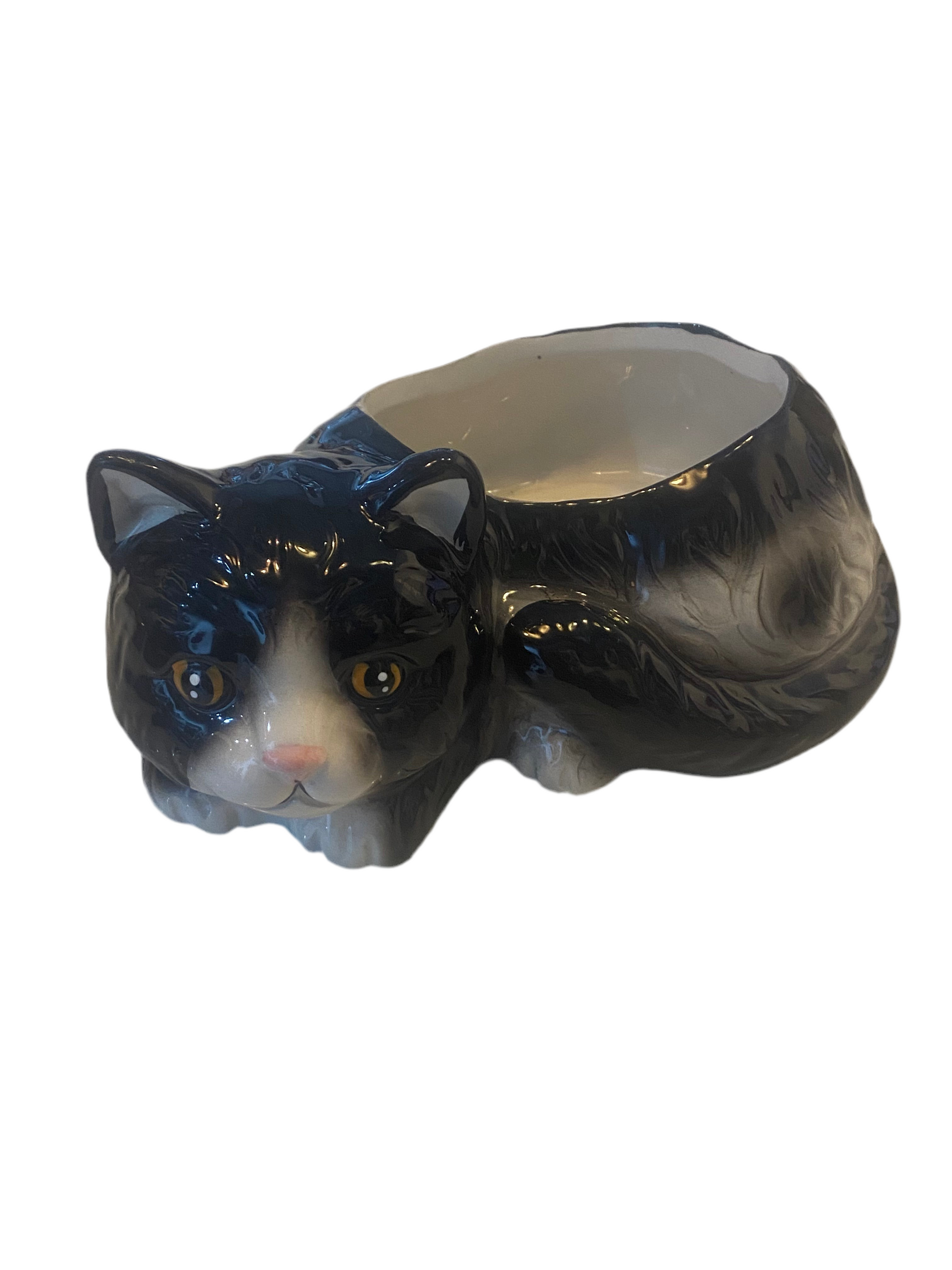 Black and White Cat Planter Pot