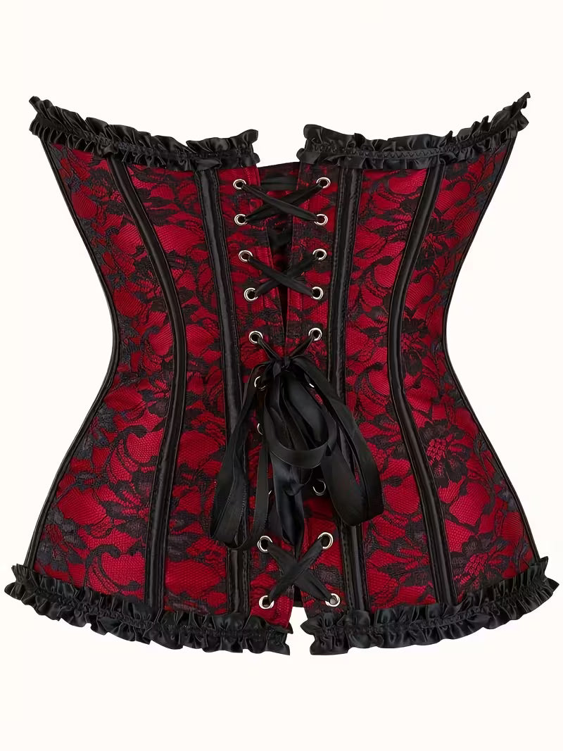 Vintage Lace Corset Top – Backless Cinched Waist