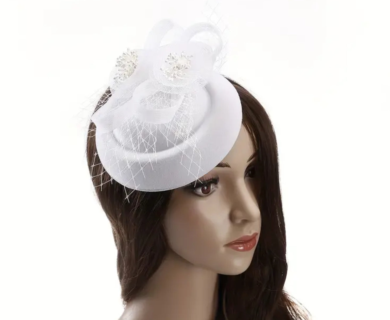 Floral Derby Fascinator Hat ( White, Yellow or Cream)