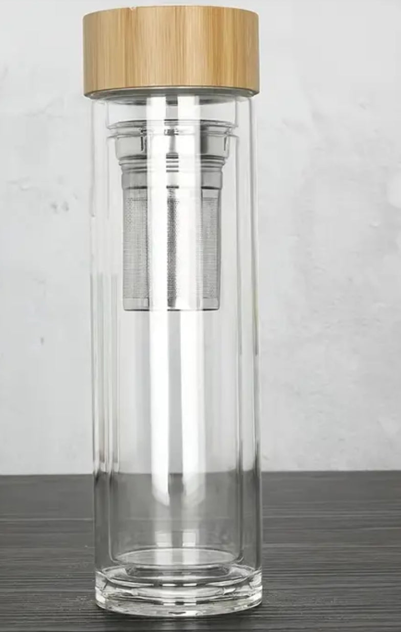 Bouteille à thé en verre avec couvercle de protection