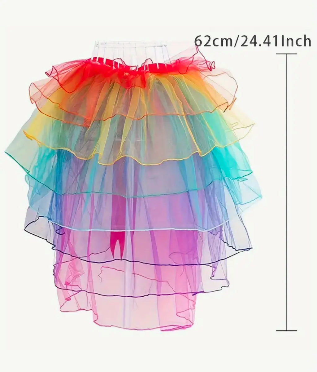 Jupe superposée en tulle arc-en-ciel