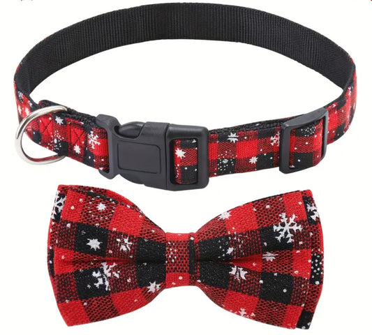 Christmas Bow Tie Collar