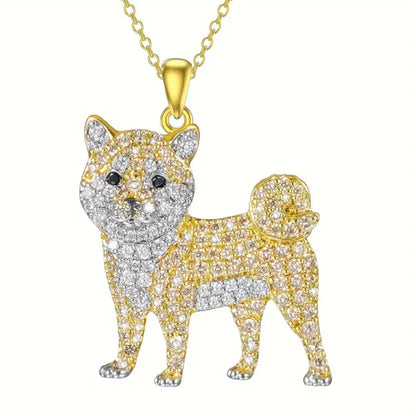 Shiba Inu dog zirconia necklace