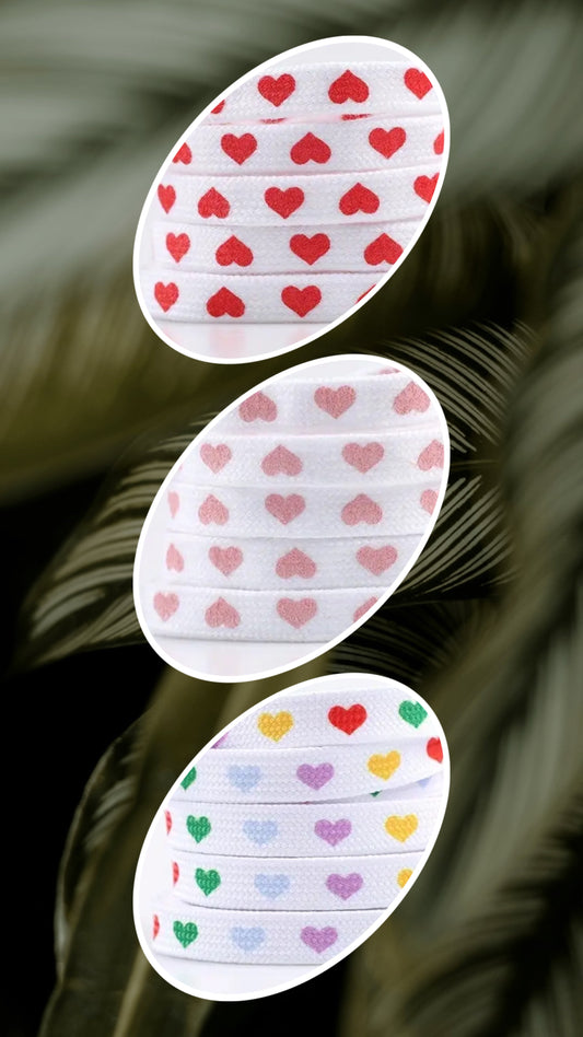 Hearts on white shoelaces ( various colours)