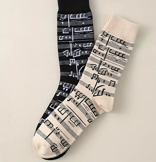 Music Note Socks (black or off-white)