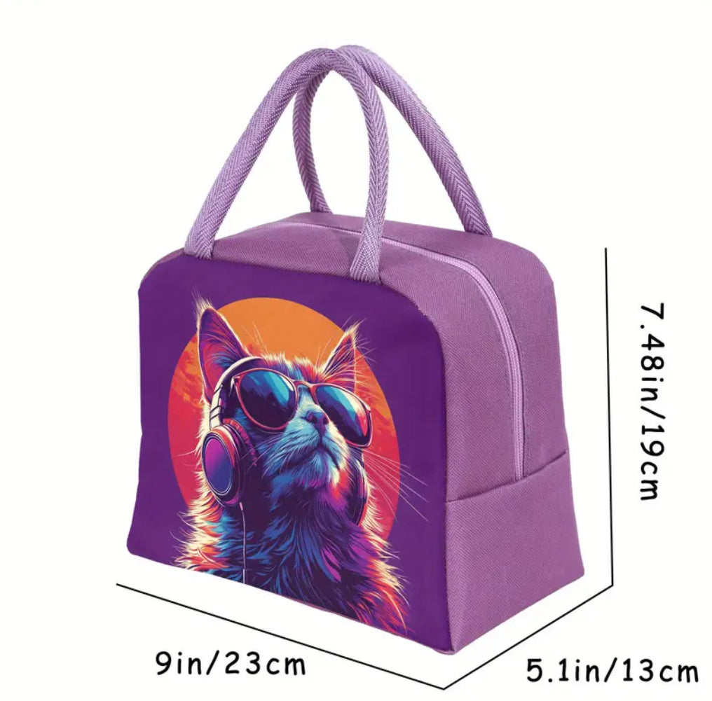 Cat with sunglasses lunch bag