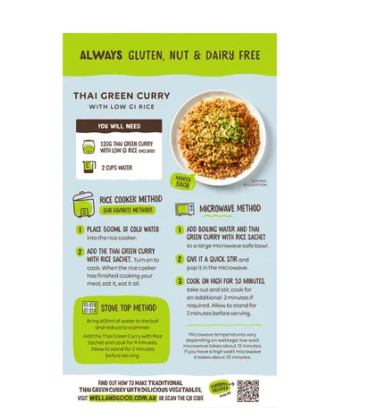Thai Green Curry with Low GI Rice 120g
