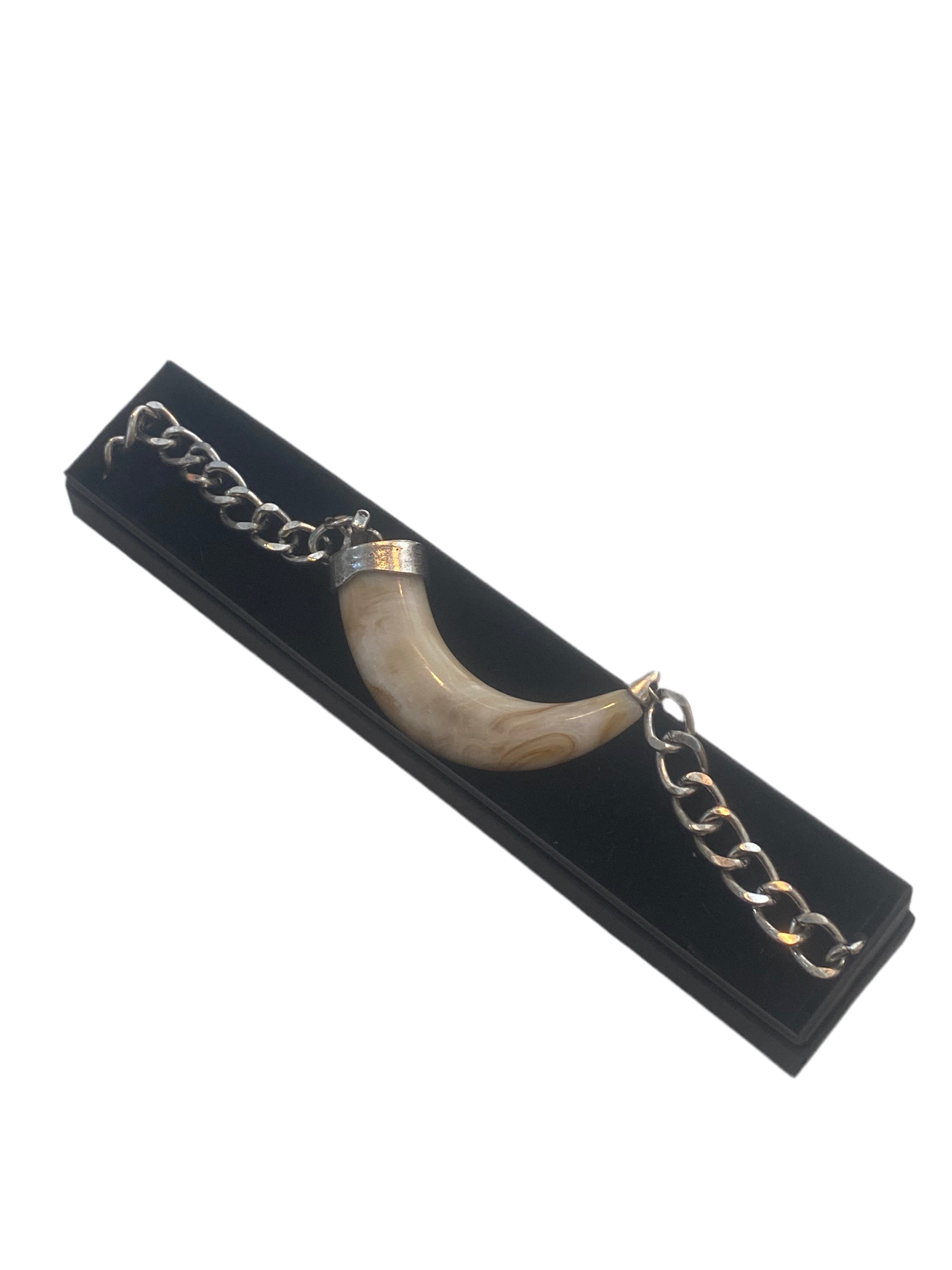 Dragon Tooth Silver Chain Necklace With Gift Box