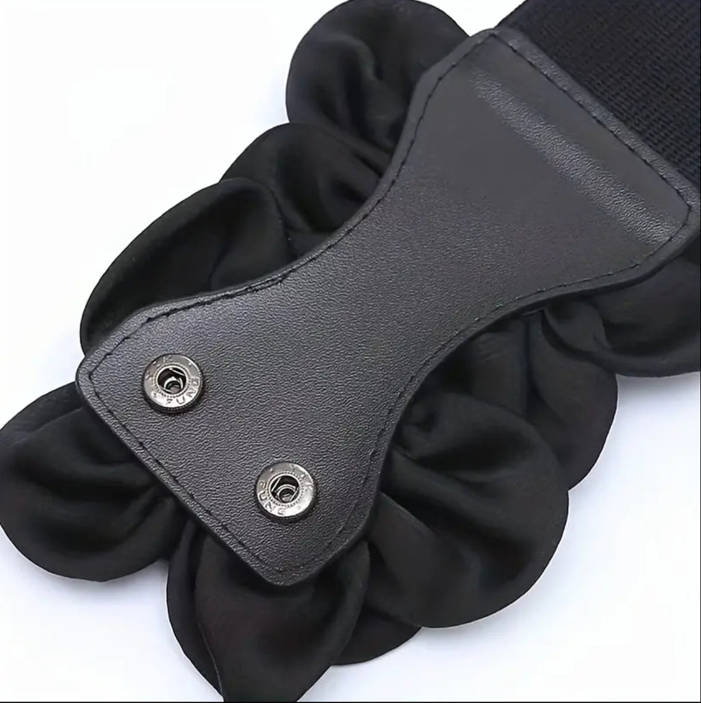 Ceinture élastique fleurie (rouge ou noire)