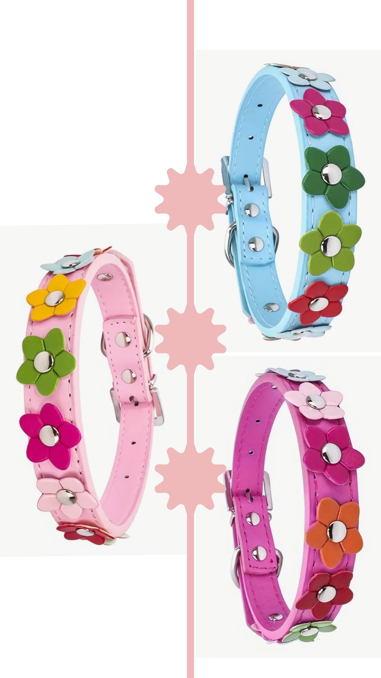 Single row of flowers pet collar