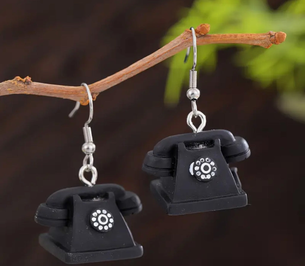 Boucles d'oreilles hypoallergéniques pour téléphone noir