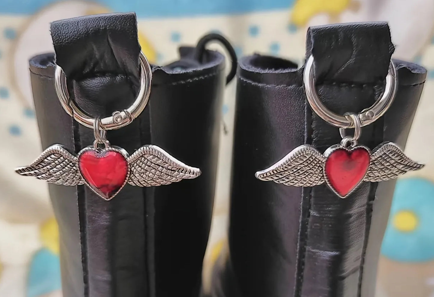 Red Heart Boot Shoe Clip-on Charms