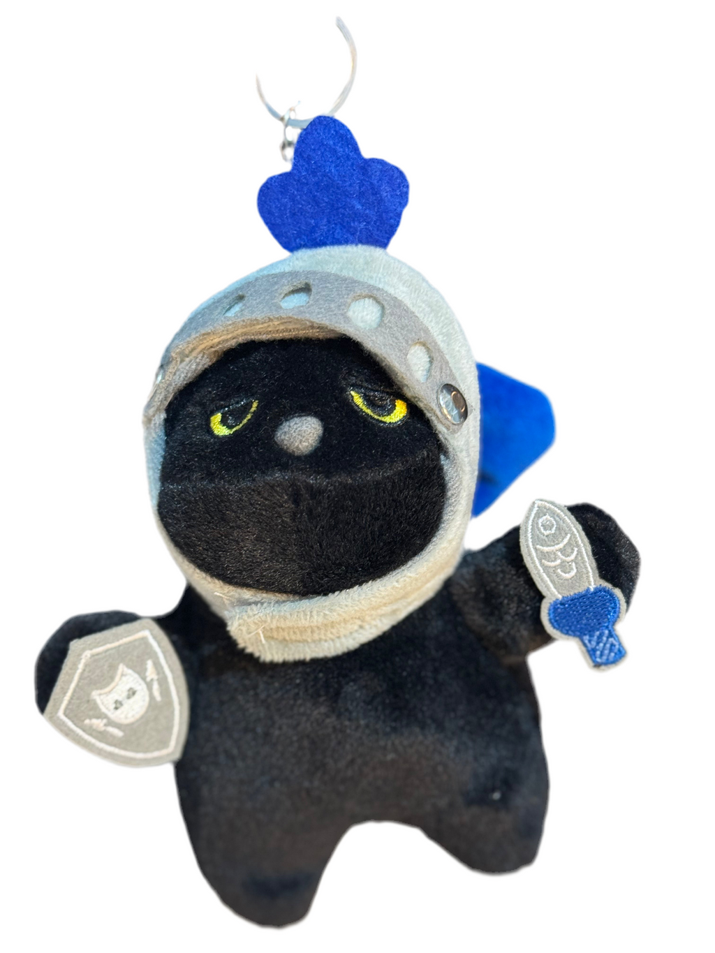 Porte-clés chat chevalier en peluche