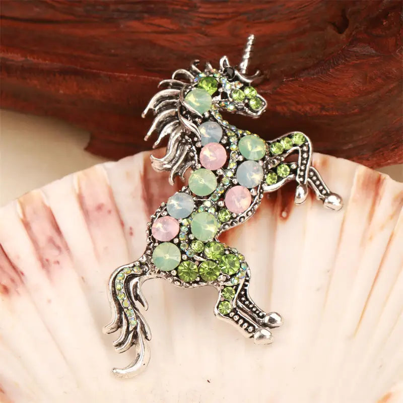 Baroque Unicorn Rhinestone Brooch