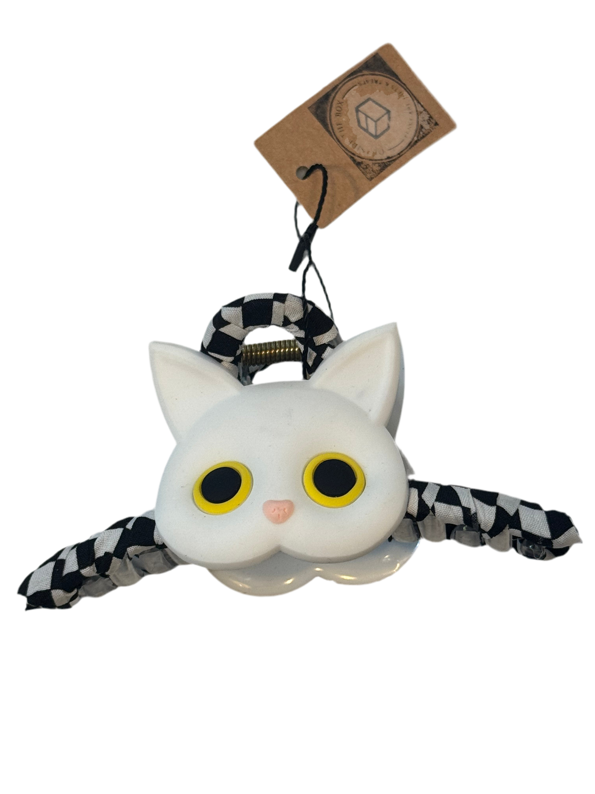 Pince à cheveux à carreaux pour chat